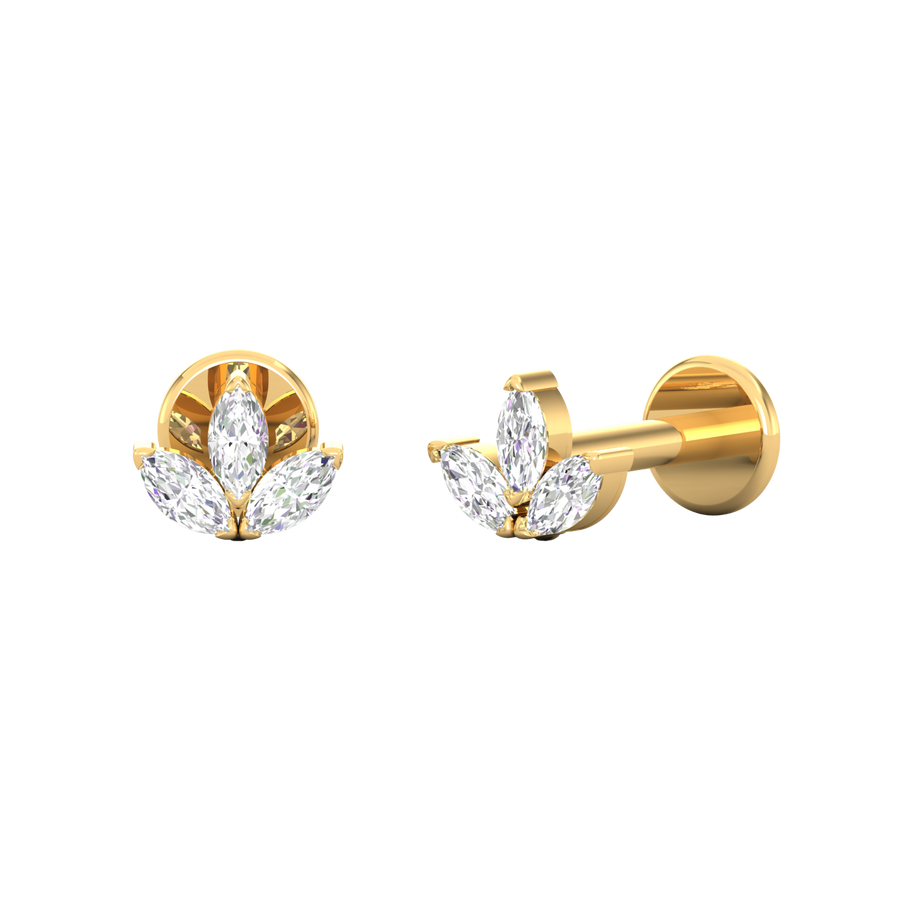14K Tiny Marquise Diamond Earrings