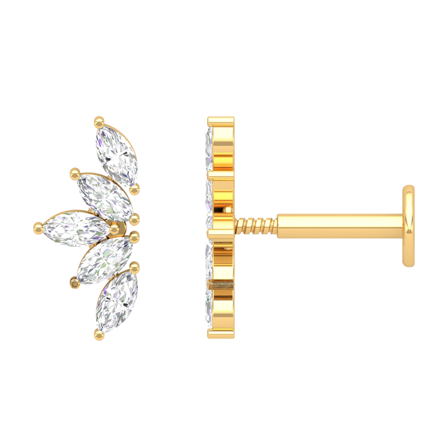 18K Small Marquise Diamond Earring