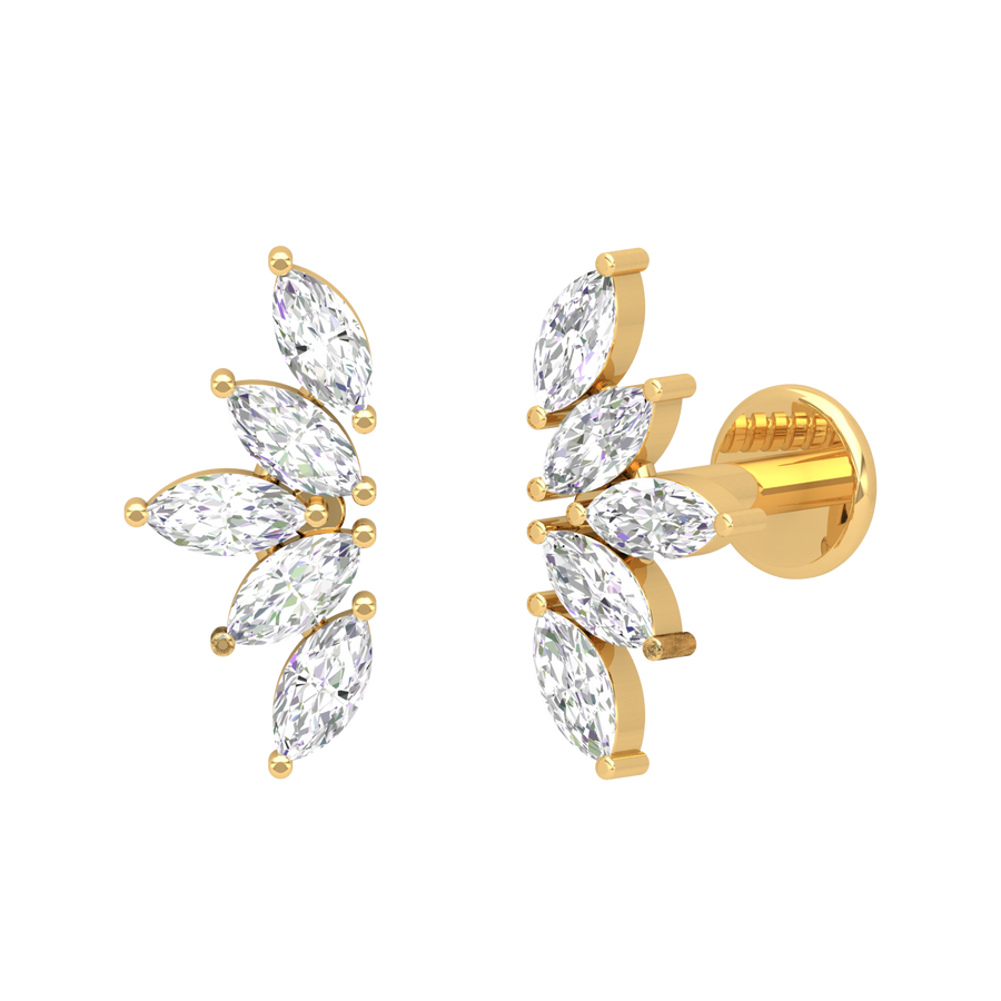 14K Small Marquise Diamond Earring