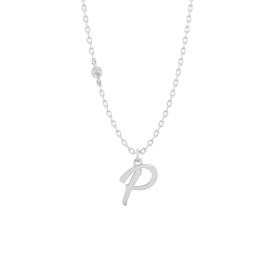 14K Initial Necklace with Diamond