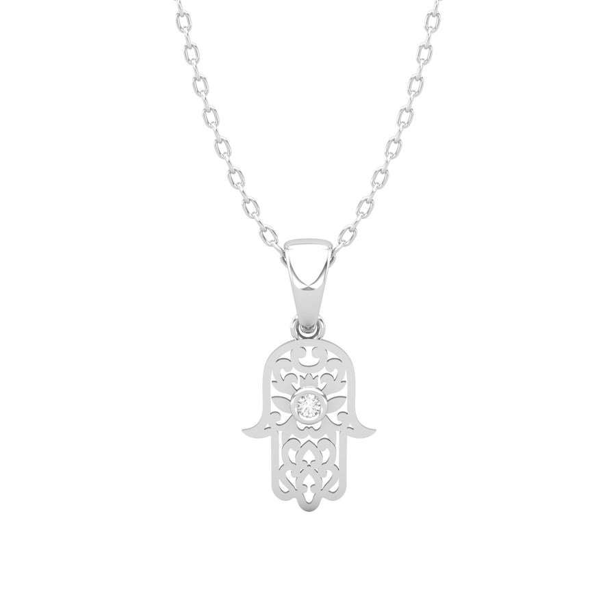 14K Hamsa Pendant with Diamond