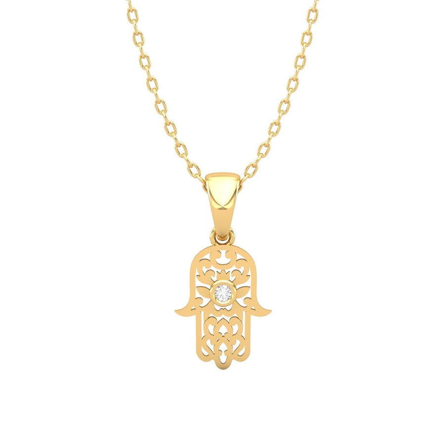 18K Hamsa Pendant with Diamond